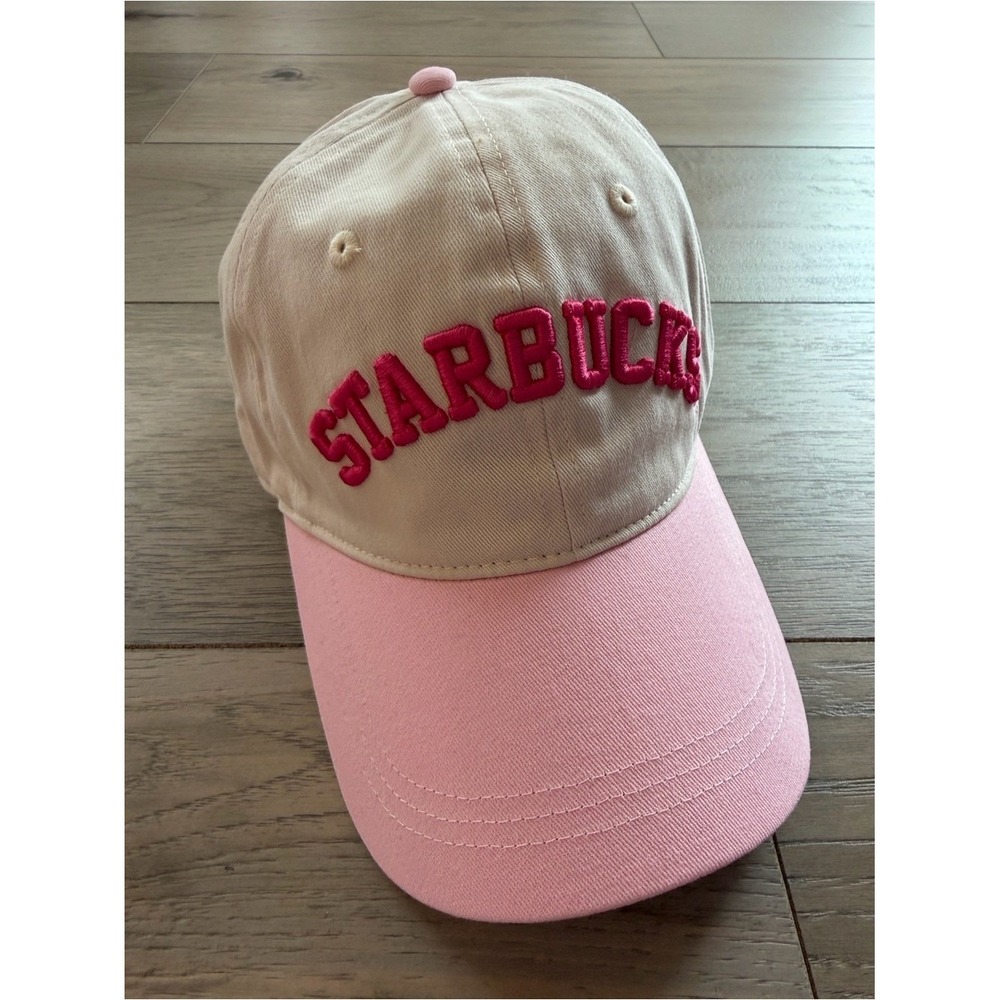 Starbucks Pink Drink Hat Baseball Cap Pink Cream Logo NWT 2026 Adjustable